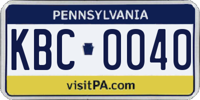 PA license plate KBC0040