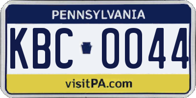 PA license plate KBC0044