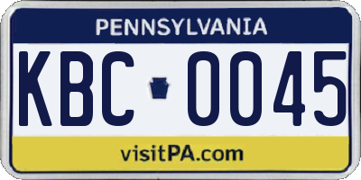 PA license plate KBC0045