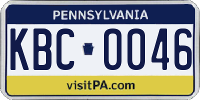 PA license plate KBC0046