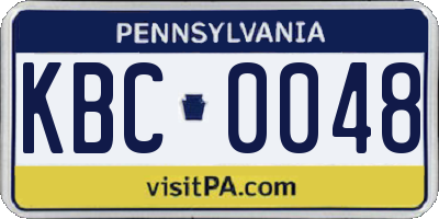 PA license plate KBC0048