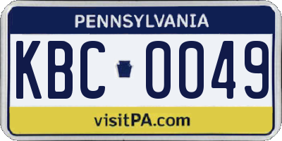 PA license plate KBC0049