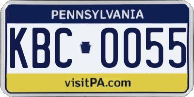 PA license plate KBC0055