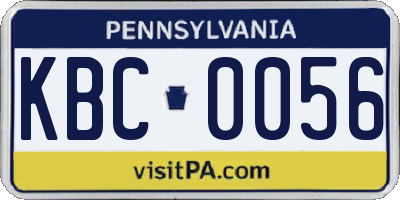 PA license plate KBC0056