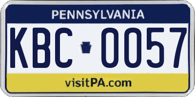 PA license plate KBC0057