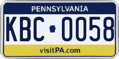 PA license plate KBC0058