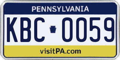 PA license plate KBC0059