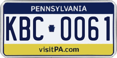 PA license plate KBC0061