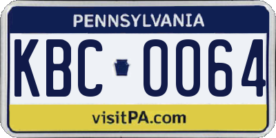 PA license plate KBC0064