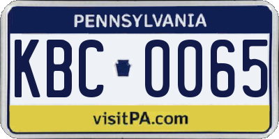 PA license plate KBC0065