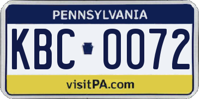 PA license plate KBC0072