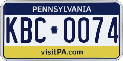 PA license plate KBC0074