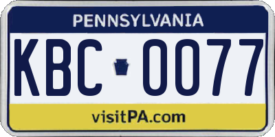 PA license plate KBC0077
