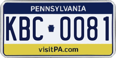 PA license plate KBC0081