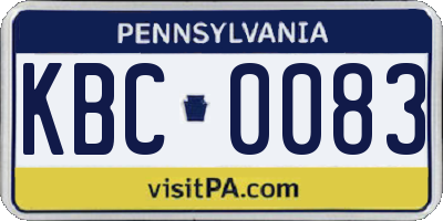 PA license plate KBC0083