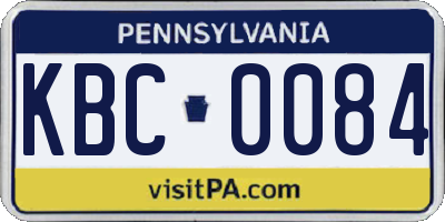 PA license plate KBC0084