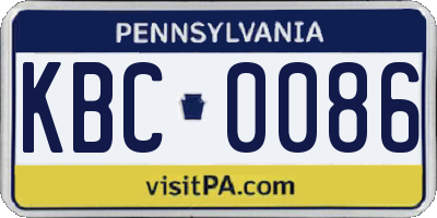 PA license plate KBC0086