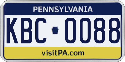 PA license plate KBC0088