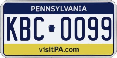 PA license plate KBC0099