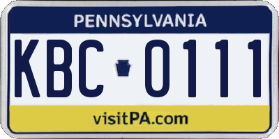 PA license plate KBC0111