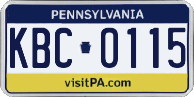 PA license plate KBC0115