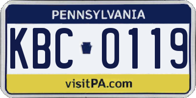 PA license plate KBC0119