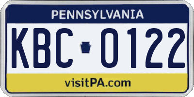 PA license plate KBC0122