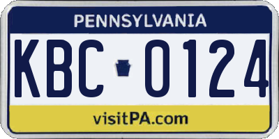 PA license plate KBC0124