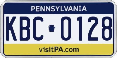 PA license plate KBC0128