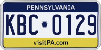 PA license plate KBC0129