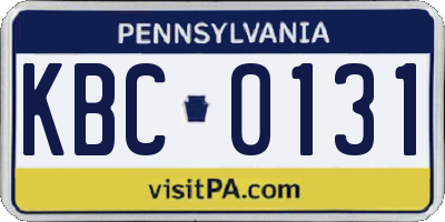 PA license plate KBC0131