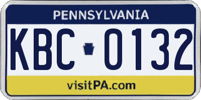 PA license plate KBC0132