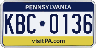 PA license plate KBC0136