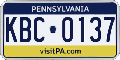 PA license plate KBC0137