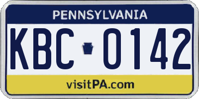 PA license plate KBC0142