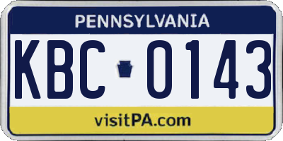PA license plate KBC0143