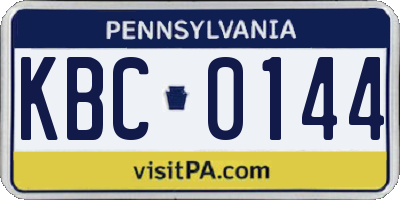 PA license plate KBC0144