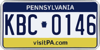 PA license plate KBC0146