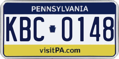 PA license plate KBC0148