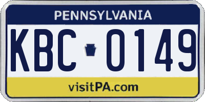 PA license plate KBC0149