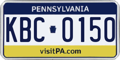 PA license plate KBC0150