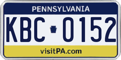 PA license plate KBC0152