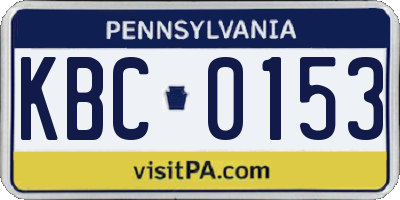 PA license plate KBC0153