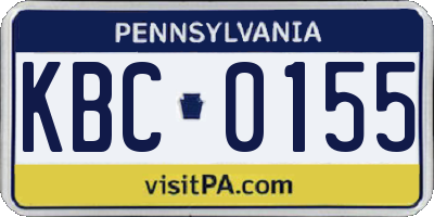 PA license plate KBC0155