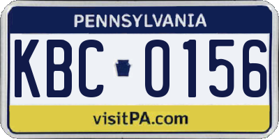 PA license plate KBC0156
