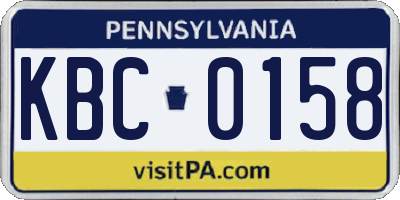 PA license plate KBC0158