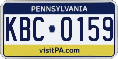 PA license plate KBC0159