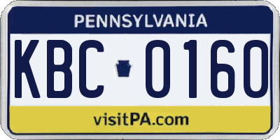 PA license plate KBC0160
