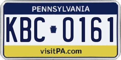 PA license plate KBC0161