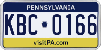 PA license plate KBC0166